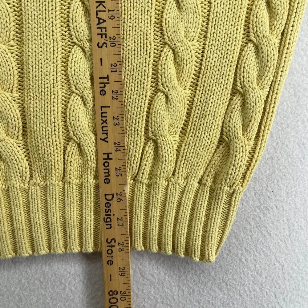 POLO RALPH LAUREN Sweater Mens L Cable Jumper Pullover Cotton Yellow HK VTG